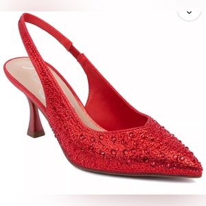 Sugar Red Crystal-Embellished Slingback Pump, size 7.5